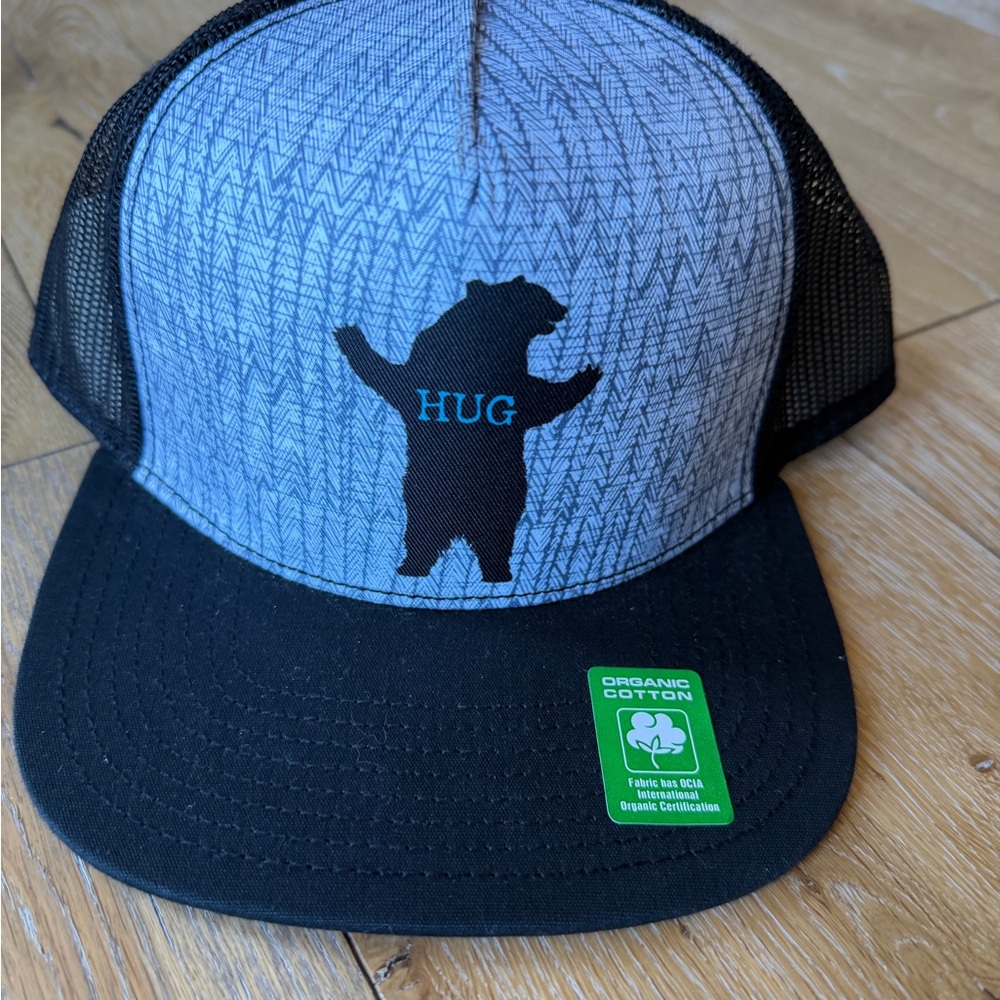 Prana Black and Gray Bear mesh back trucker hat